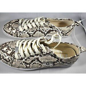 G By Guess Womens Snakeskin Print Lace-Up Sneakers